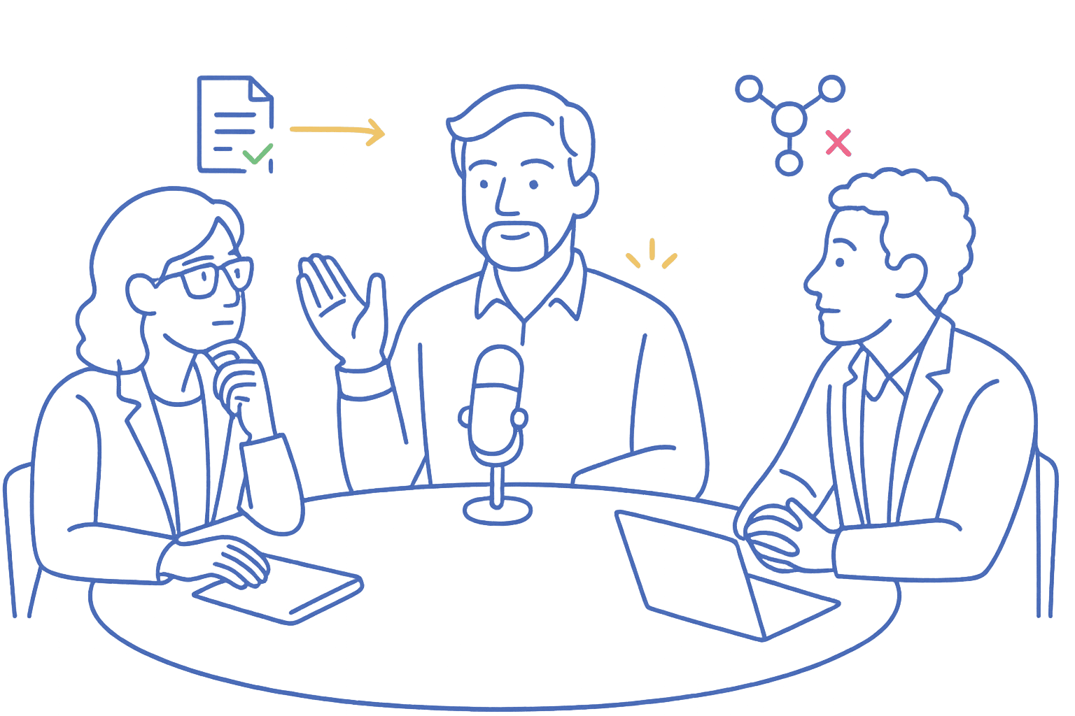 Professionals engaged in a collaborative discussion