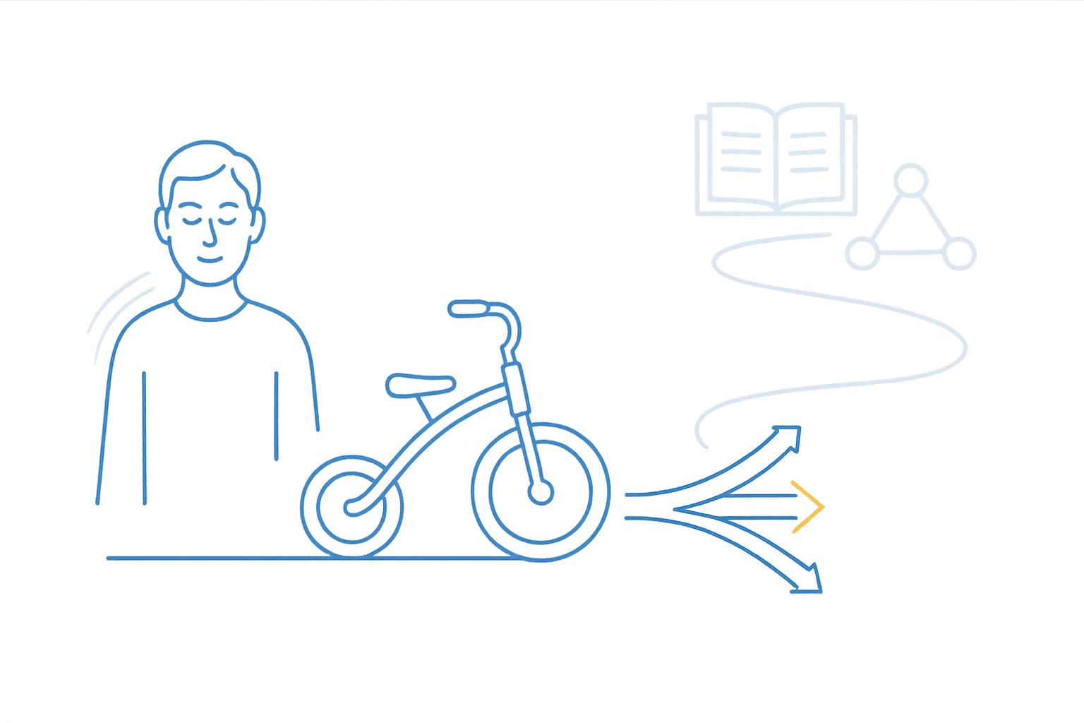 Person standing beside a tricycle symbolizing balance and clarity.