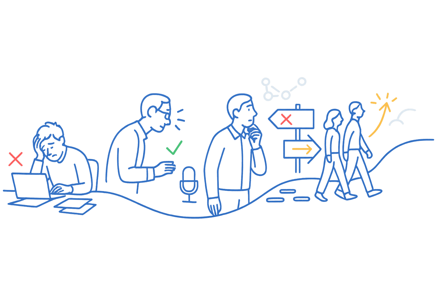 People working, reflecting, and walking toward purpose, symbolizing who TTW is for.